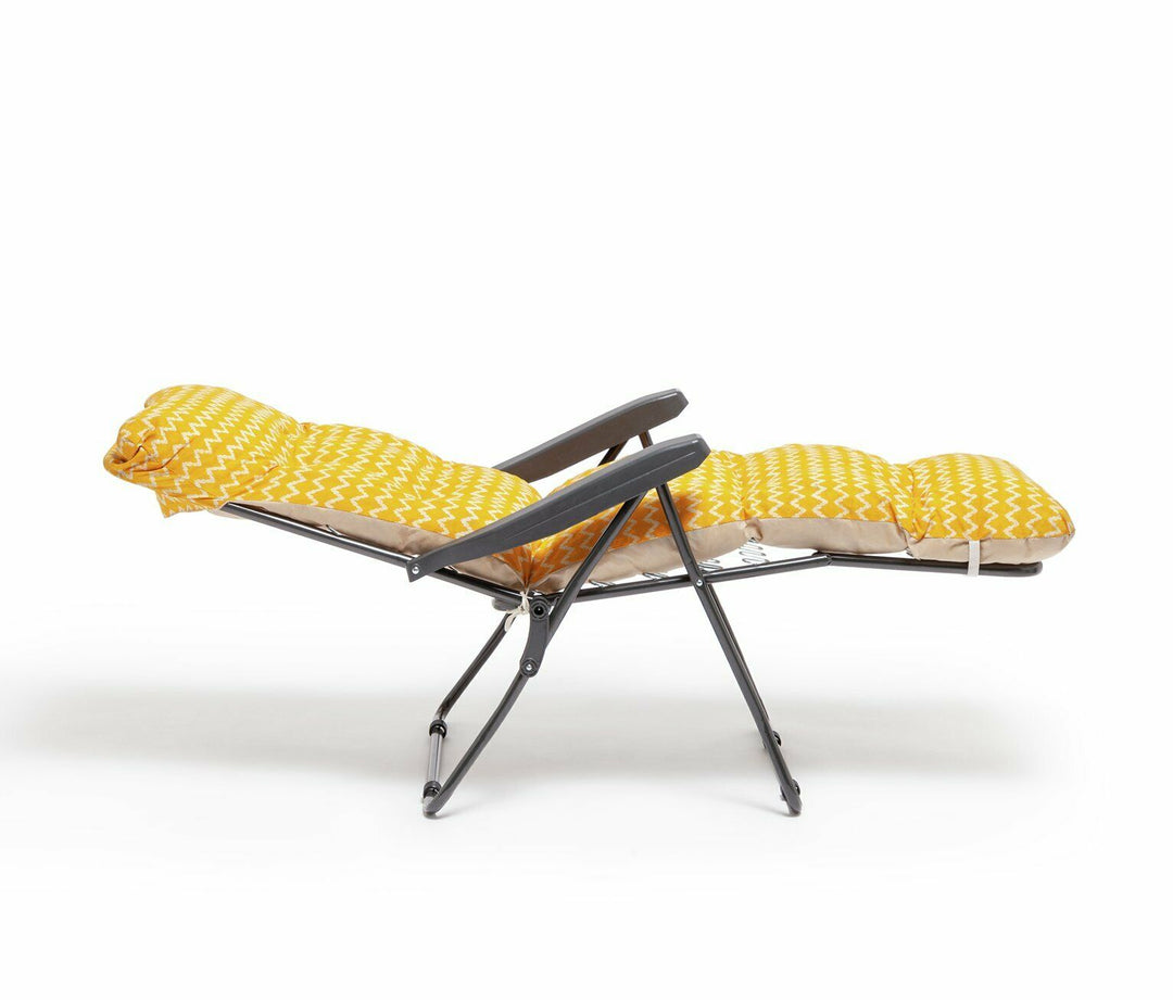 Home Folding Metal Sun Lounger - Yellow