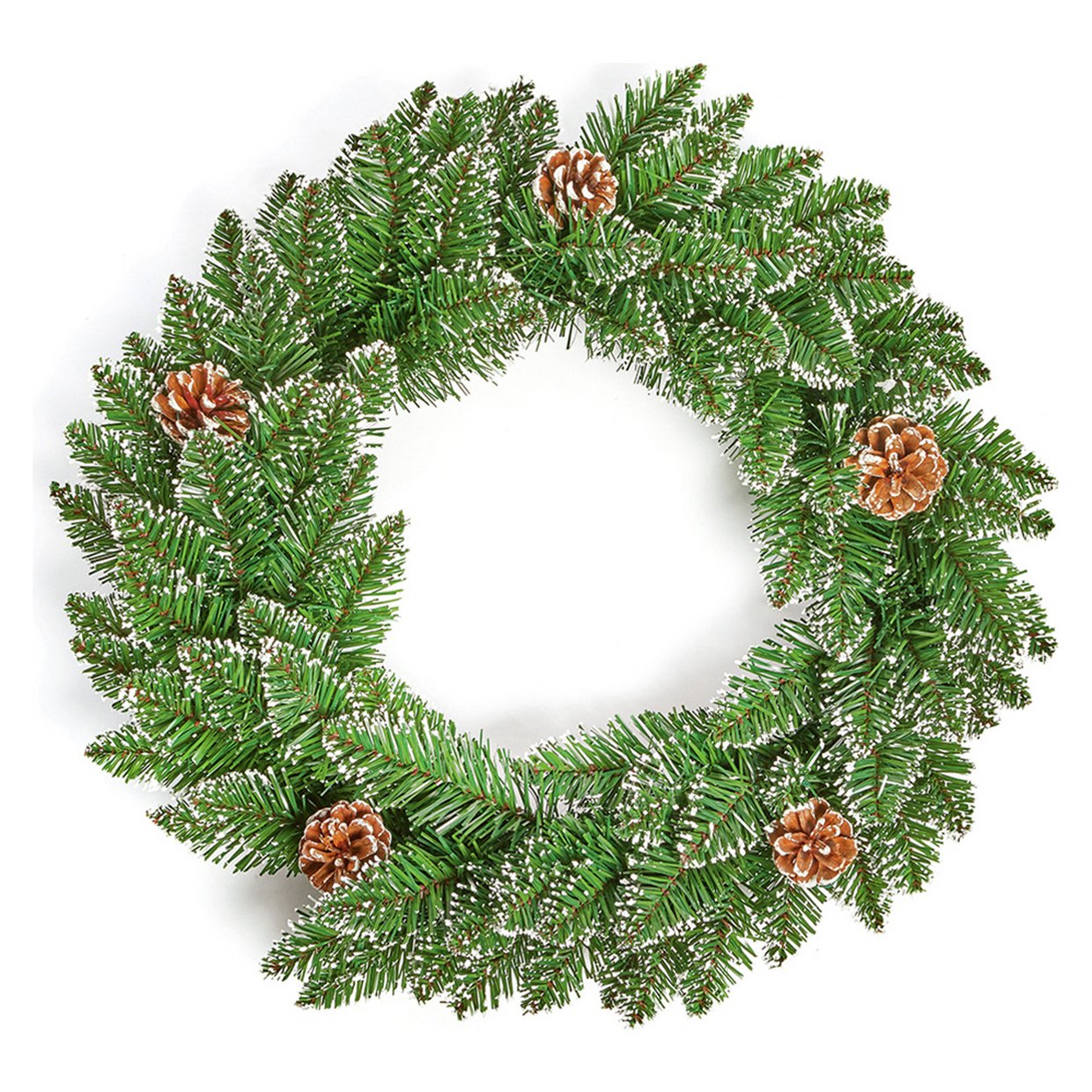 Premier Decorations 50cm Rocky Mountain Cone & Snow Tipped Christmas Wreath - Green
