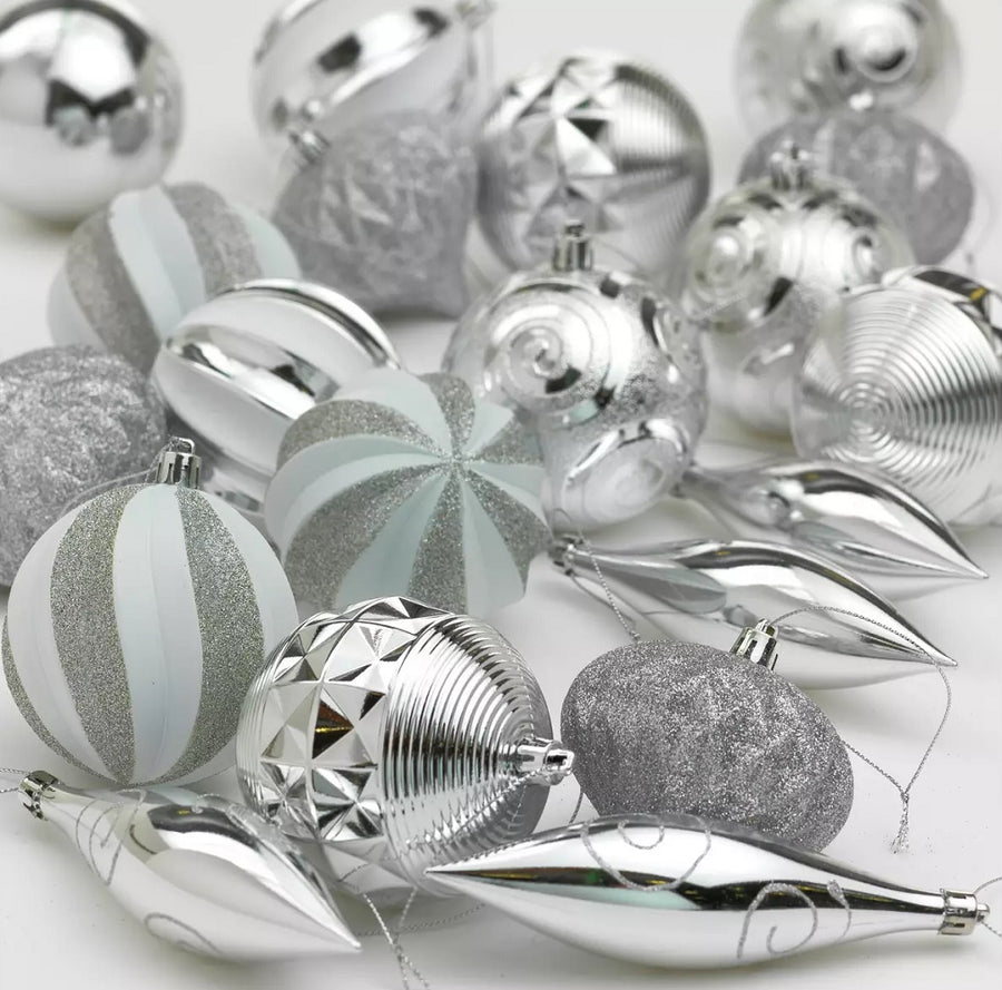 Habitat 20 Pack Of Christmas Baubles - Silver