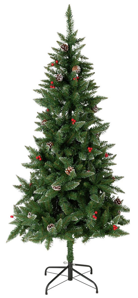 Home 6ft Berry & Cone Pre-Lit Christmas Tree - Green