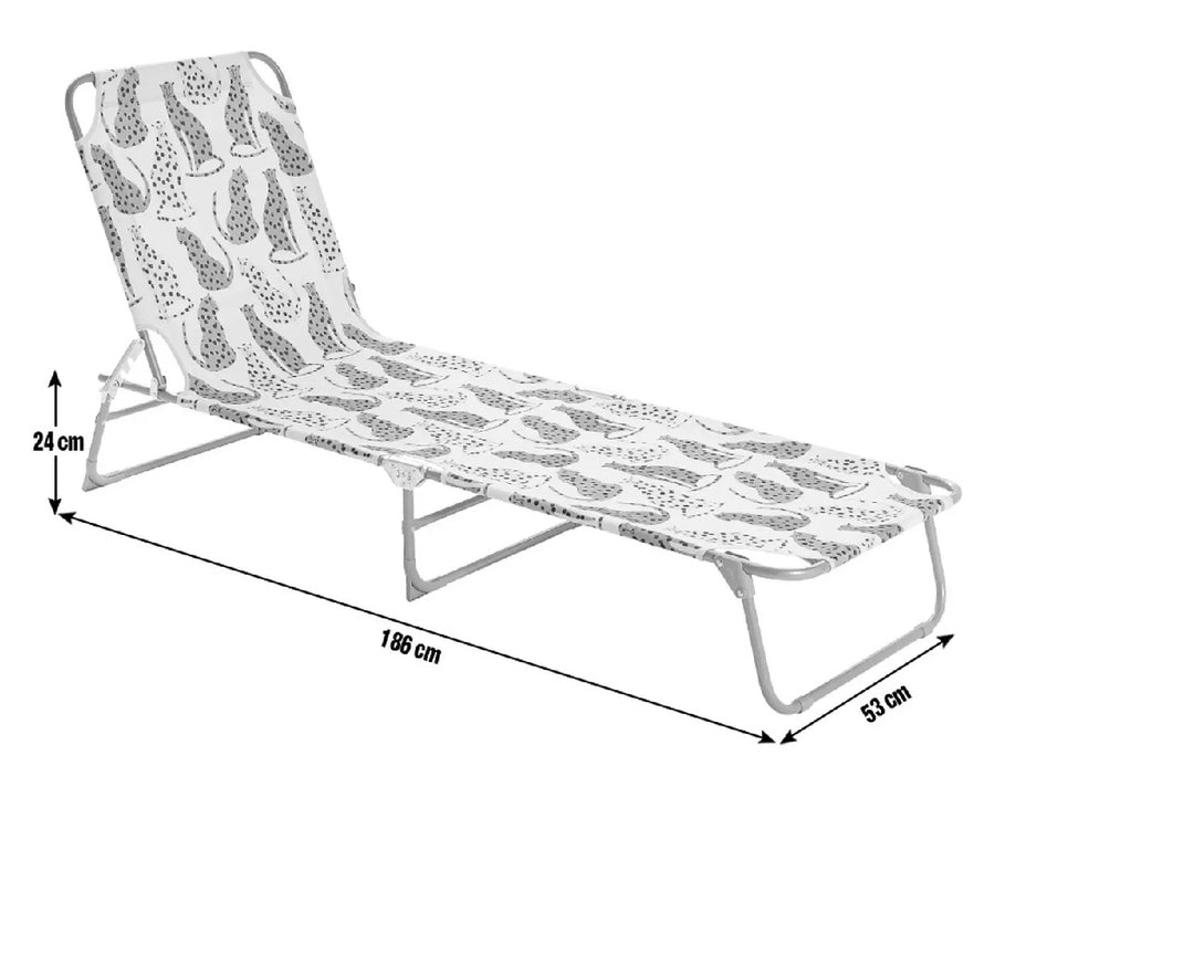 Habitat Folding Metal Sun Lounger - Global Leopard