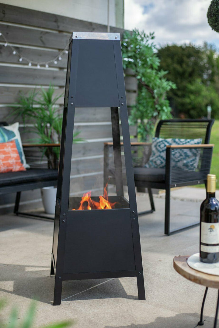 La Hacienda Contemporary Silver Top Chimenea - Black