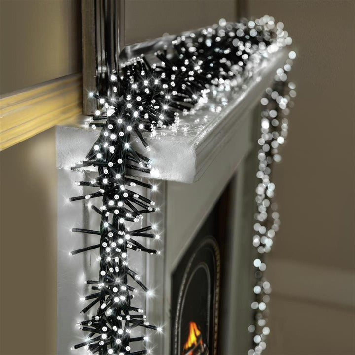 Premier Decorations 2000 Multi-Action LED Cluster Christmas Lights - White