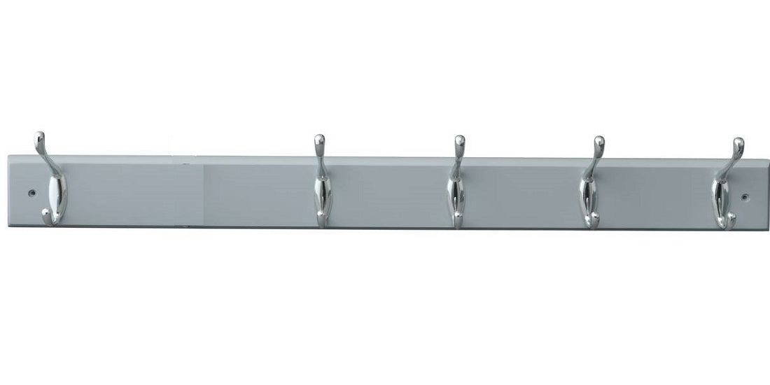 Home Pack Of 5 Double Coat Hooks - Grey (Only 5 Hooks)
