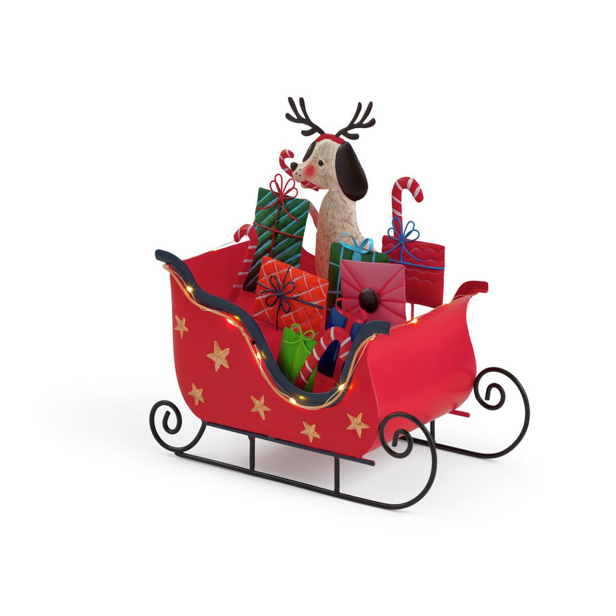 Home Battery Operated Light Up LED Christmas Sleigh - Red