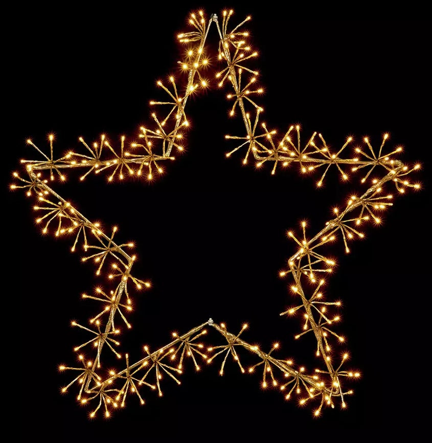 Premier 60cm Gold Star Cluster Wall Window Decoration with 240 Warm White LED