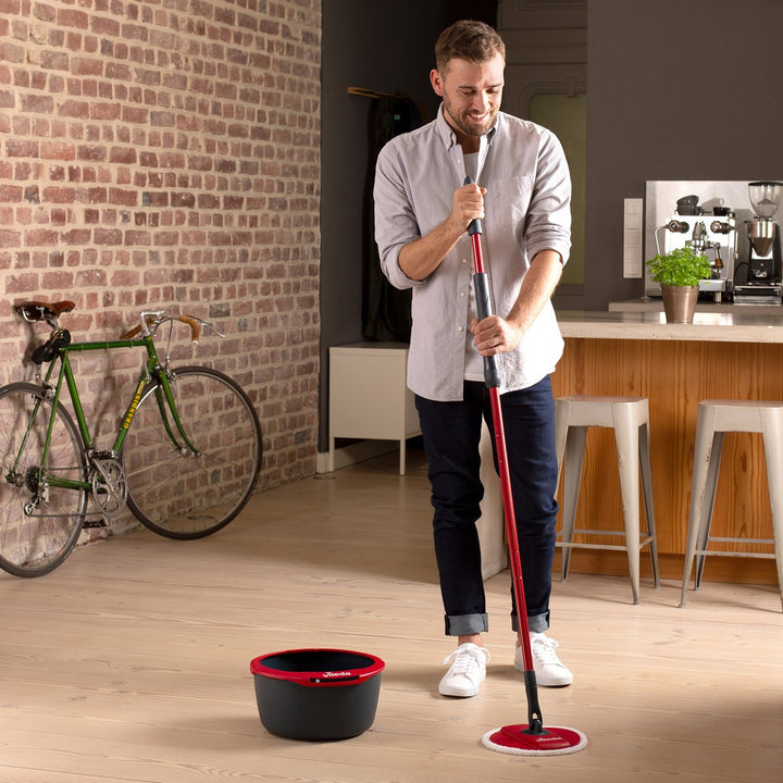 Vileda Spin & Clean Mop & Bucket Set - Black & Red