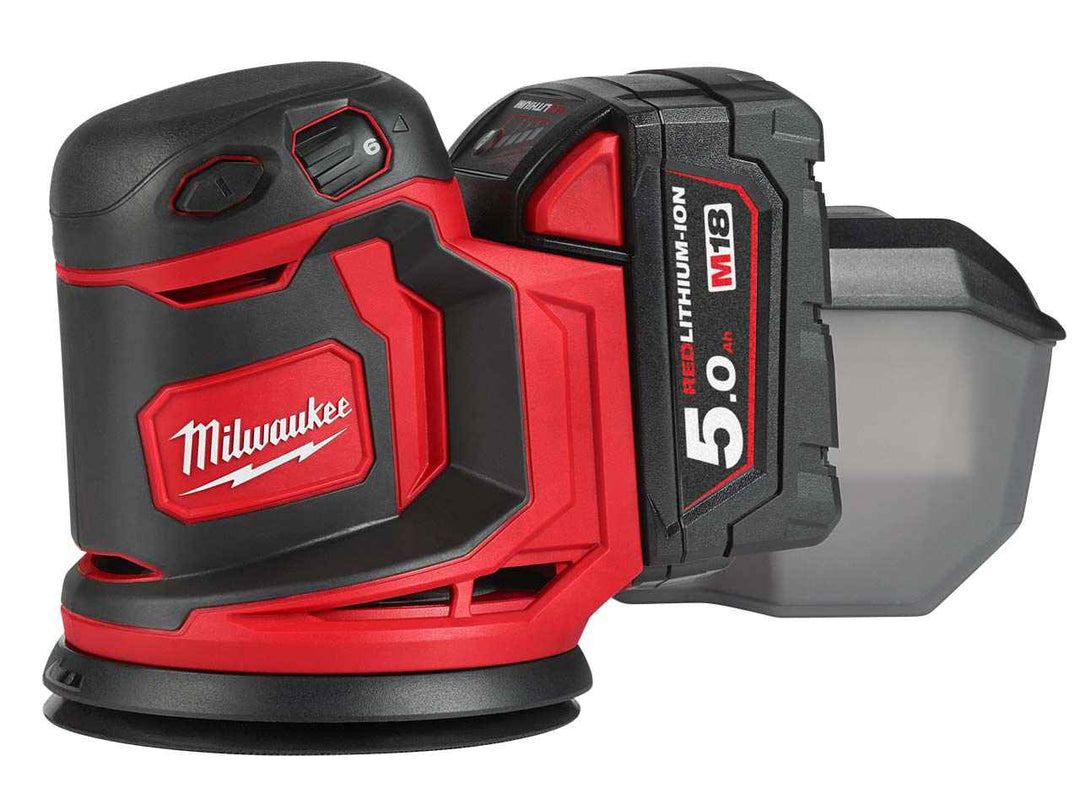 Milwaukee M18BOS125-502B 18v Li-ion Random Orbital Sander - 2 Batteries
