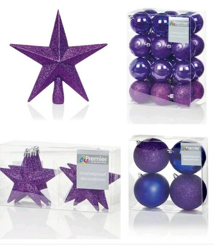 Premier Decorations 35 Piece Luxury Chrismas Tree Decoration Set - Purple