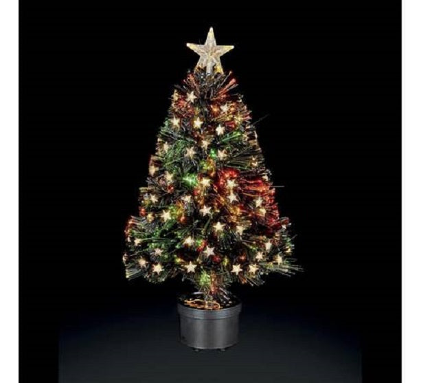 Premier Decorations 2.6ft LED Fibre Optic Tree - Black