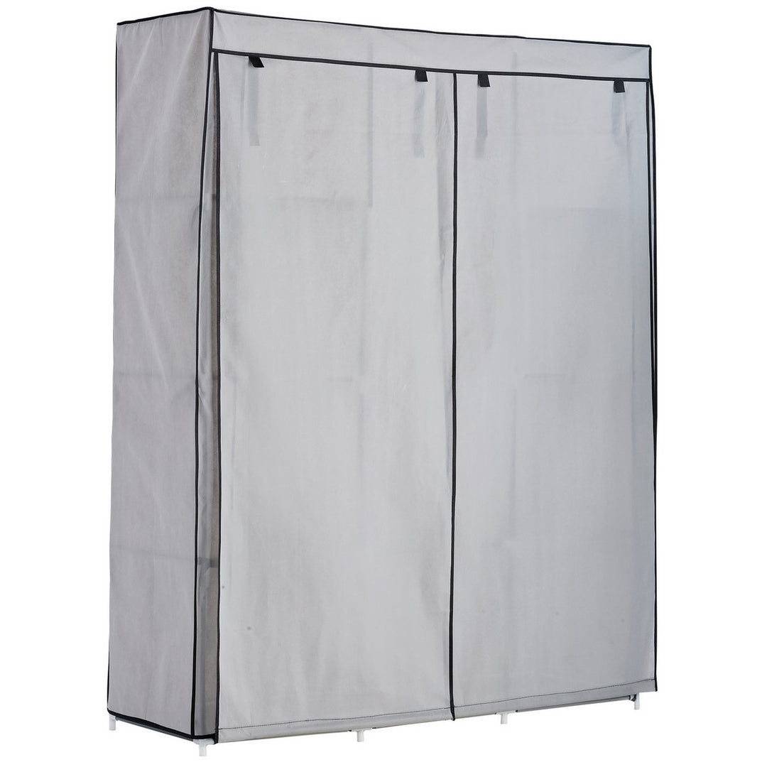 Home Double Modular Fabric Wardrobe - Grey & Black