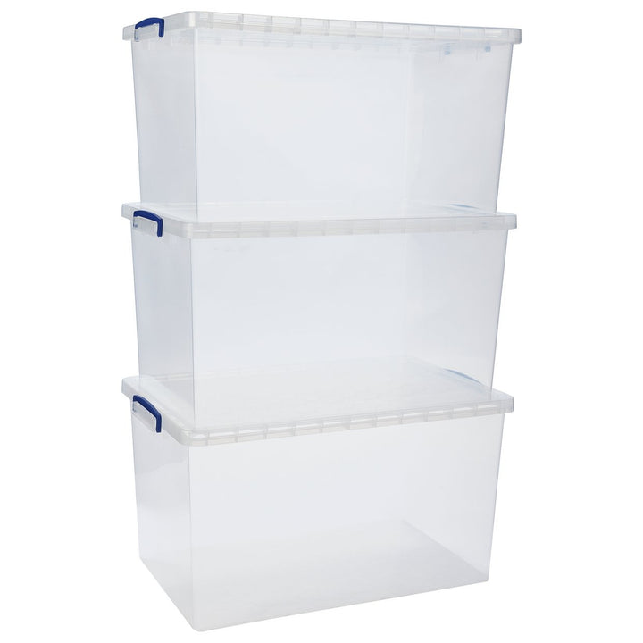 Really Useful 3 x 83 Litre Nesting Boxes - Clear