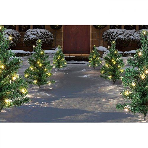 Premier Decorations 6 Mini Green Christmas Tree Outdoor Path Lights