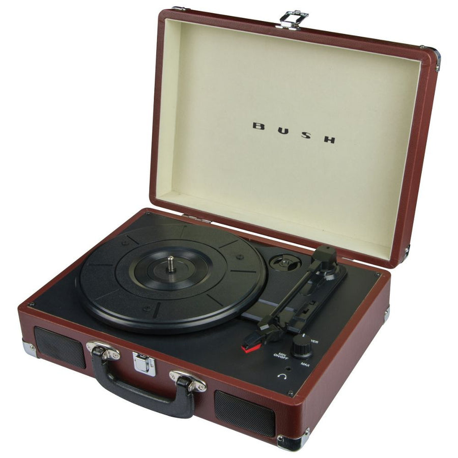Bush Classic Portable Turntable Vinyl Record Player - Brown