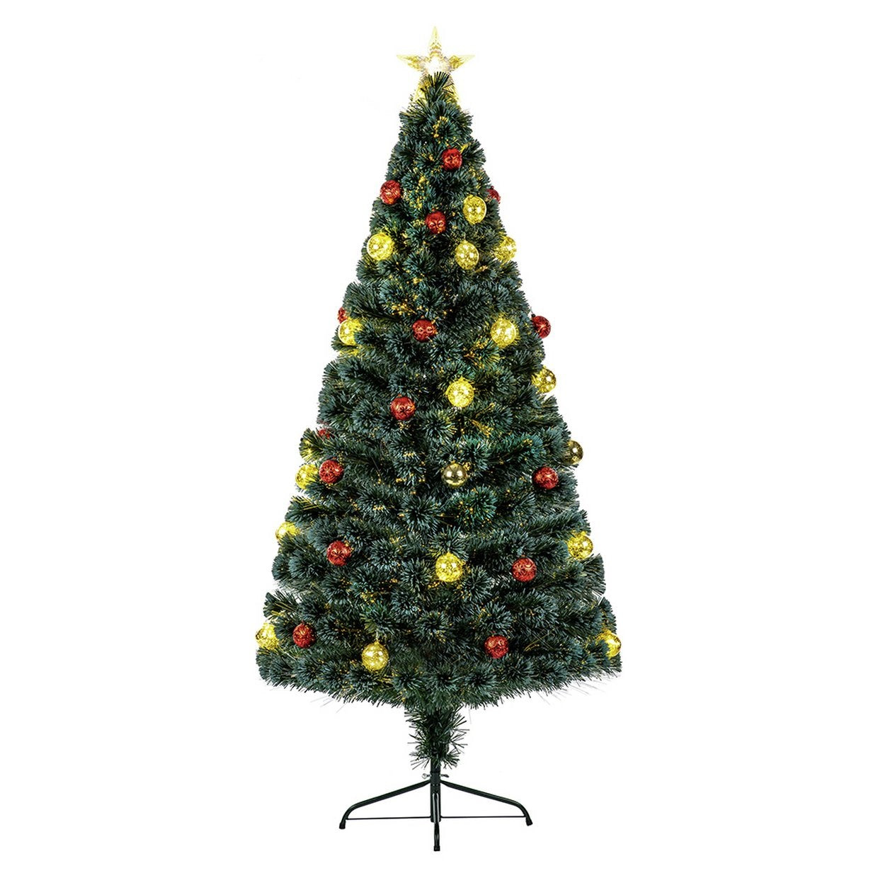 Premier Decorations Fibre Optic Green Christmas Tree with Pin Wire LED Baubles - 1.2m / 4ft