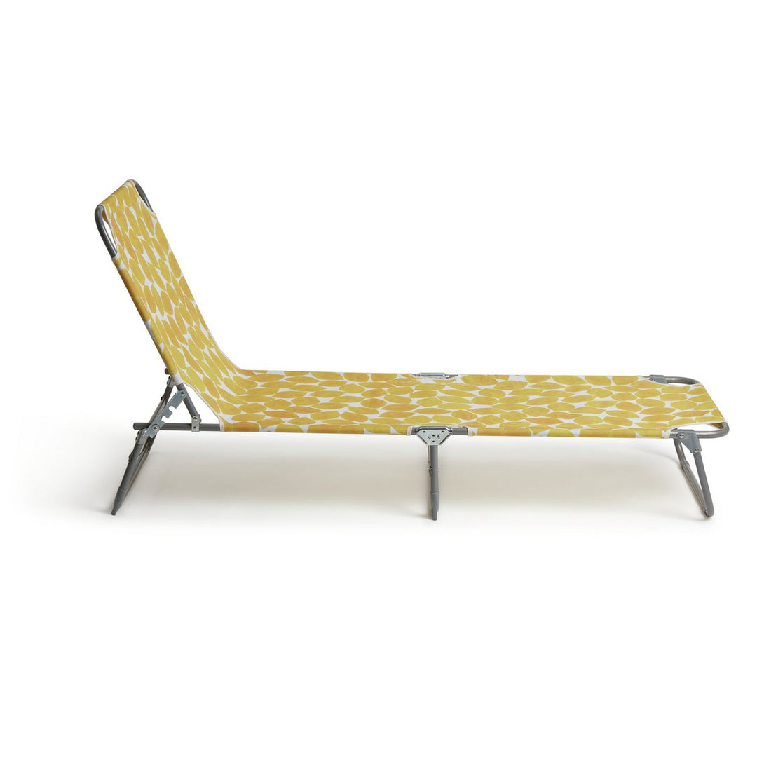 Habitat Lemons Folding Metal Sun Lounger - Yellow