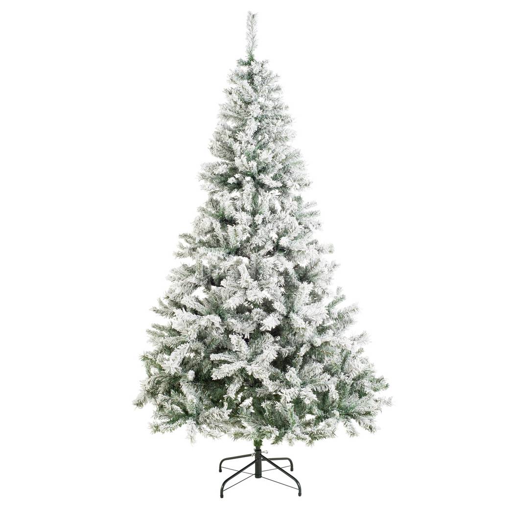 Green Snow Covered Christmas Tree - 7ft