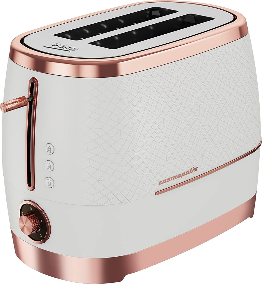 Beko Cosmopolis Retro 2 Slice Toaster - White & Rose Gold