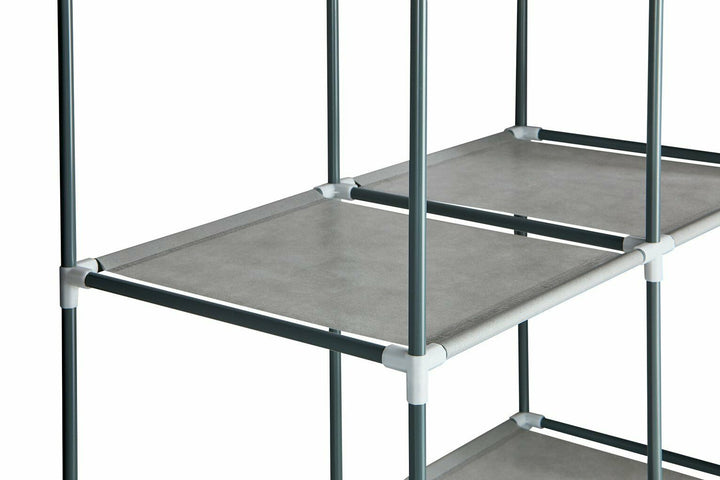 Home Triple Modular Fabric Wardrobe - Grey & Black