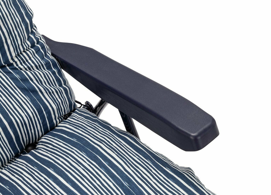 Home Coastal Stripe Folding Recliner Garden Chair - Blue