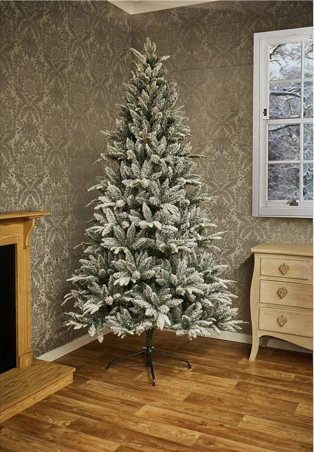Premier Decorations 6ft Snow Flocked Lapland Spruce Christmas Tree - Green