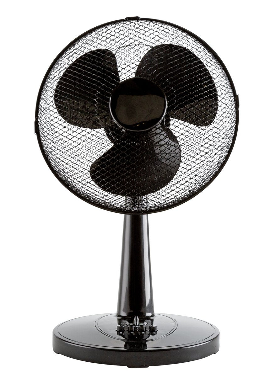 Challenge 12 Inch Oscillating 3 Speed Desk Fan With Timer - Black