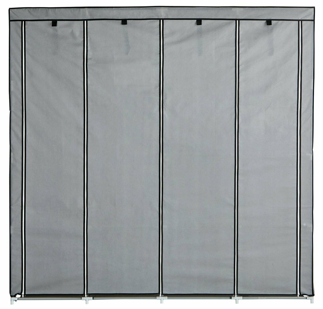 Home Triple Modular Fabric Wardrobe - Grey & Black