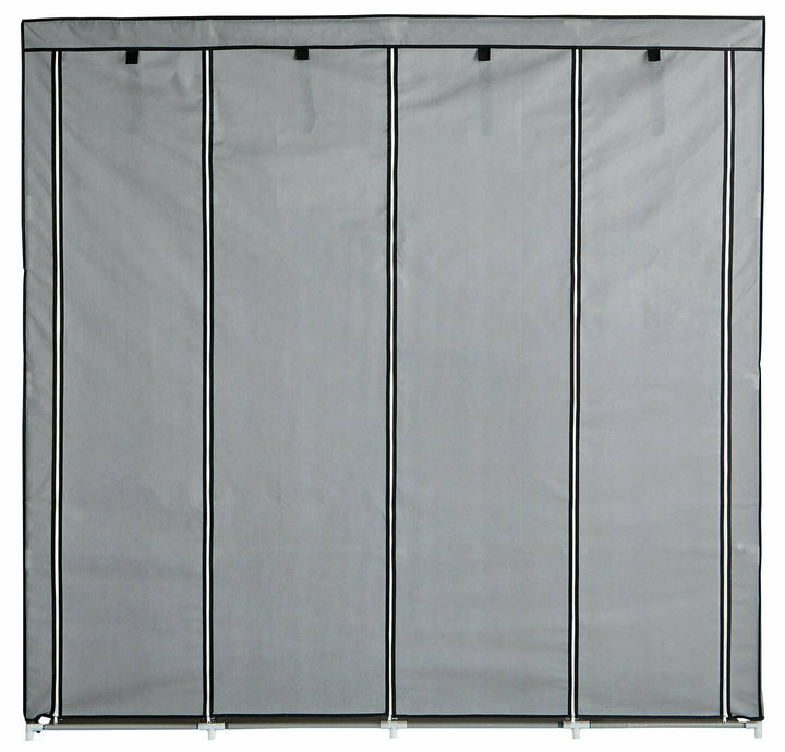 Home Triple Modular Fabric Wardrobe - Grey & Black