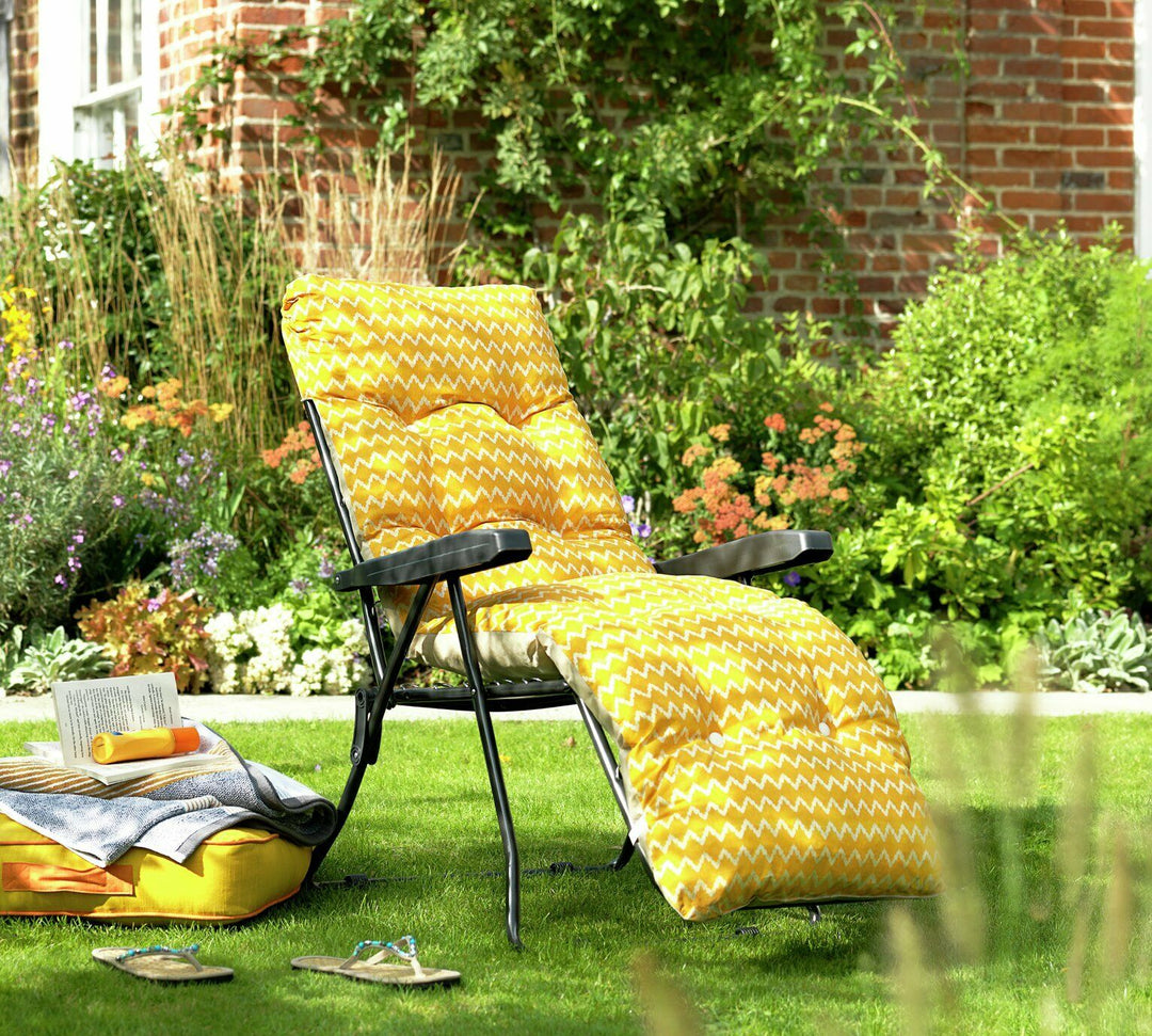 Home Folding Metal Sun Lounger - Yellow