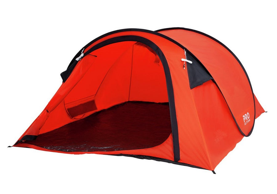 ProAction 4 Man 1 Room Pop Up Camping Tent - Orange