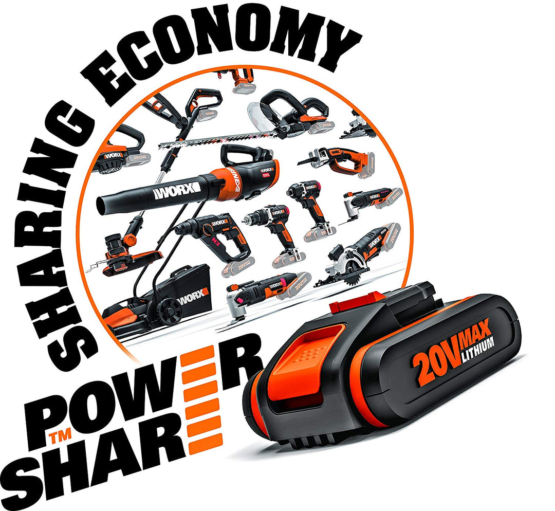 WORX Cordless 34cm Lawnmower & Grass Trimmer Kit - 2 Batteries