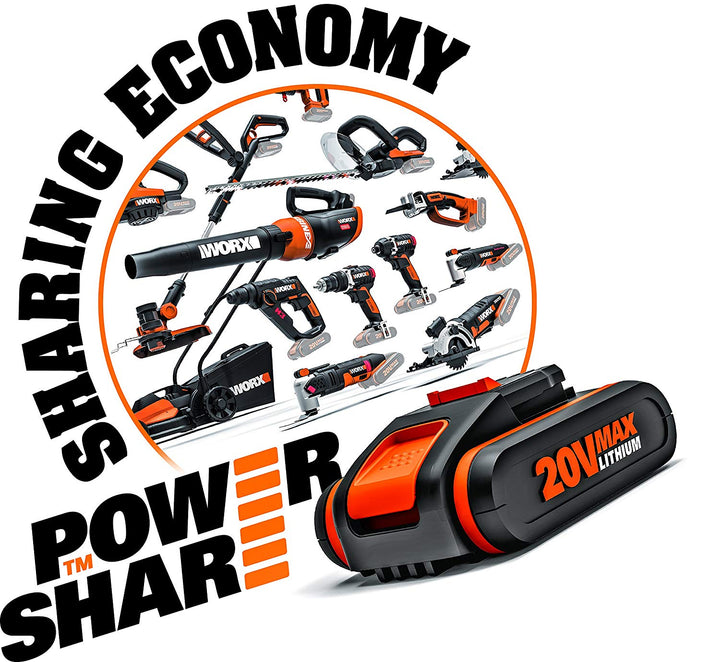 WORX Cordless 34cm Lawnmower & Grass Trimmer Kit - 2 Batteries