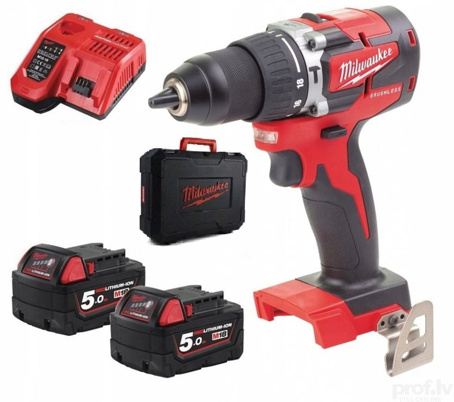 Milwaukee M18CBLPD-502C 18v Red Lithium Cordless Combi Drill