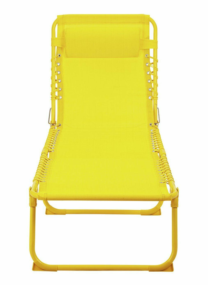 Home Set of 2 Folding Metal Sun Loungers - Yellow