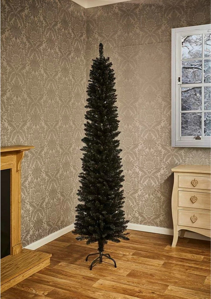 Premier Decorations 7ft Pencil Pine Christmas Tree - Black