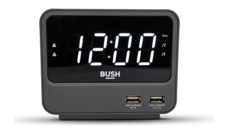 Bush 2 USB FM Clock Radio - Grey