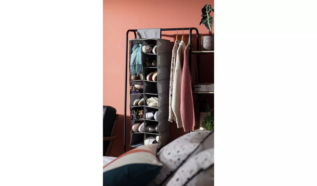 Home Double Hanging Shoe Storage - Grey