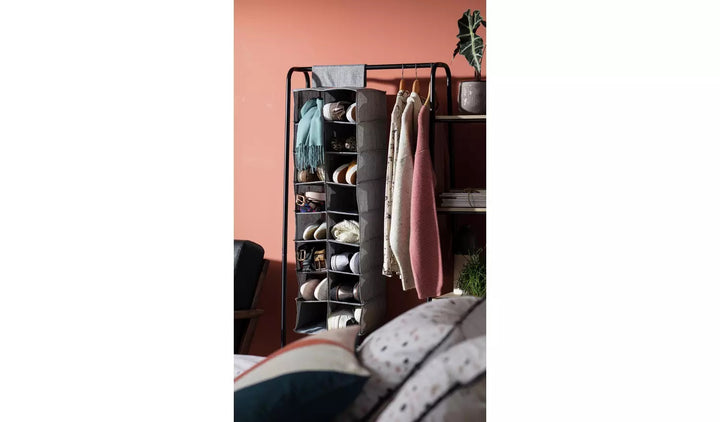 Home Double Hanging Shoe Storage - Grey