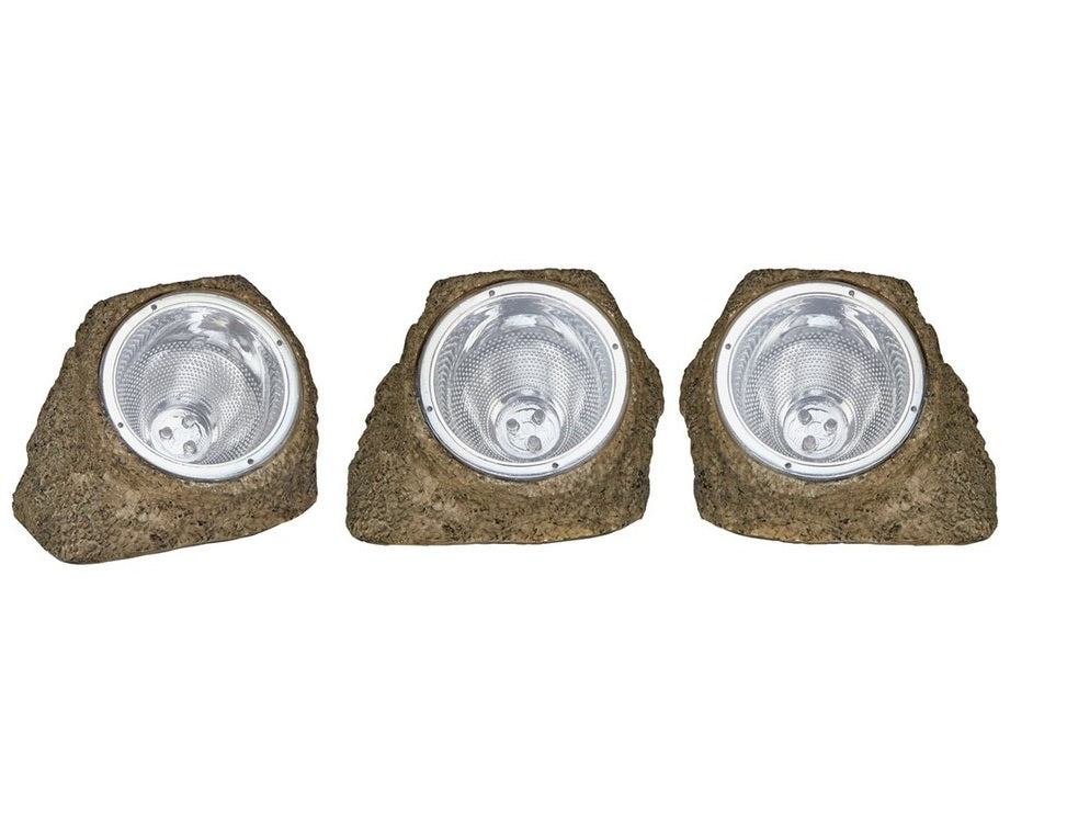 Home Set Of 3 LED Solar Rock Lights