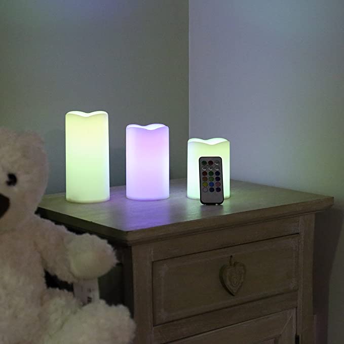 Premier Decorations Battery Operated Colour Changing LED Candles - Set of 3