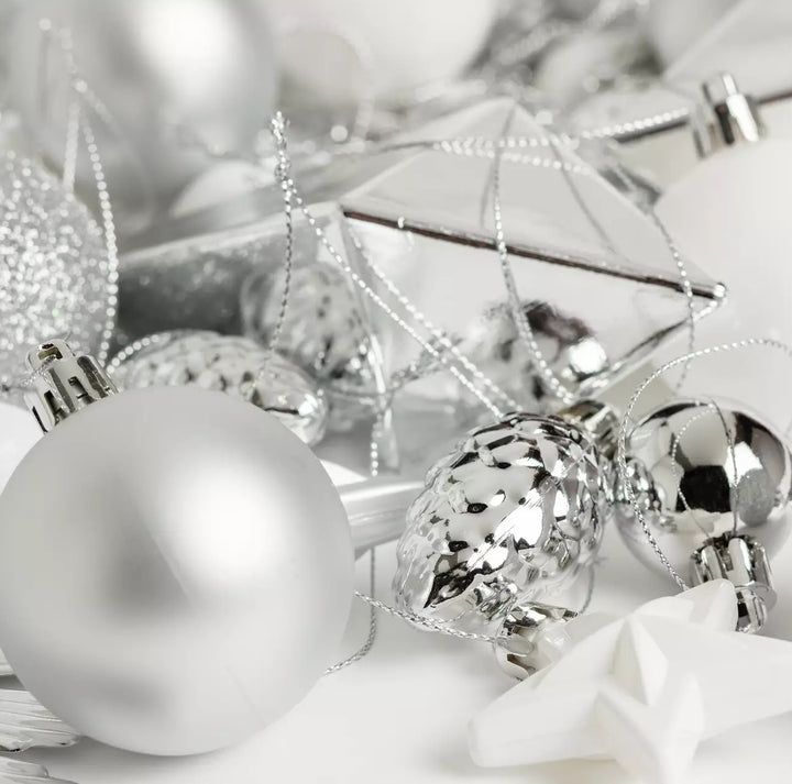 Habitat 75 Pack Of Mixed Christmas Baubles - Silver