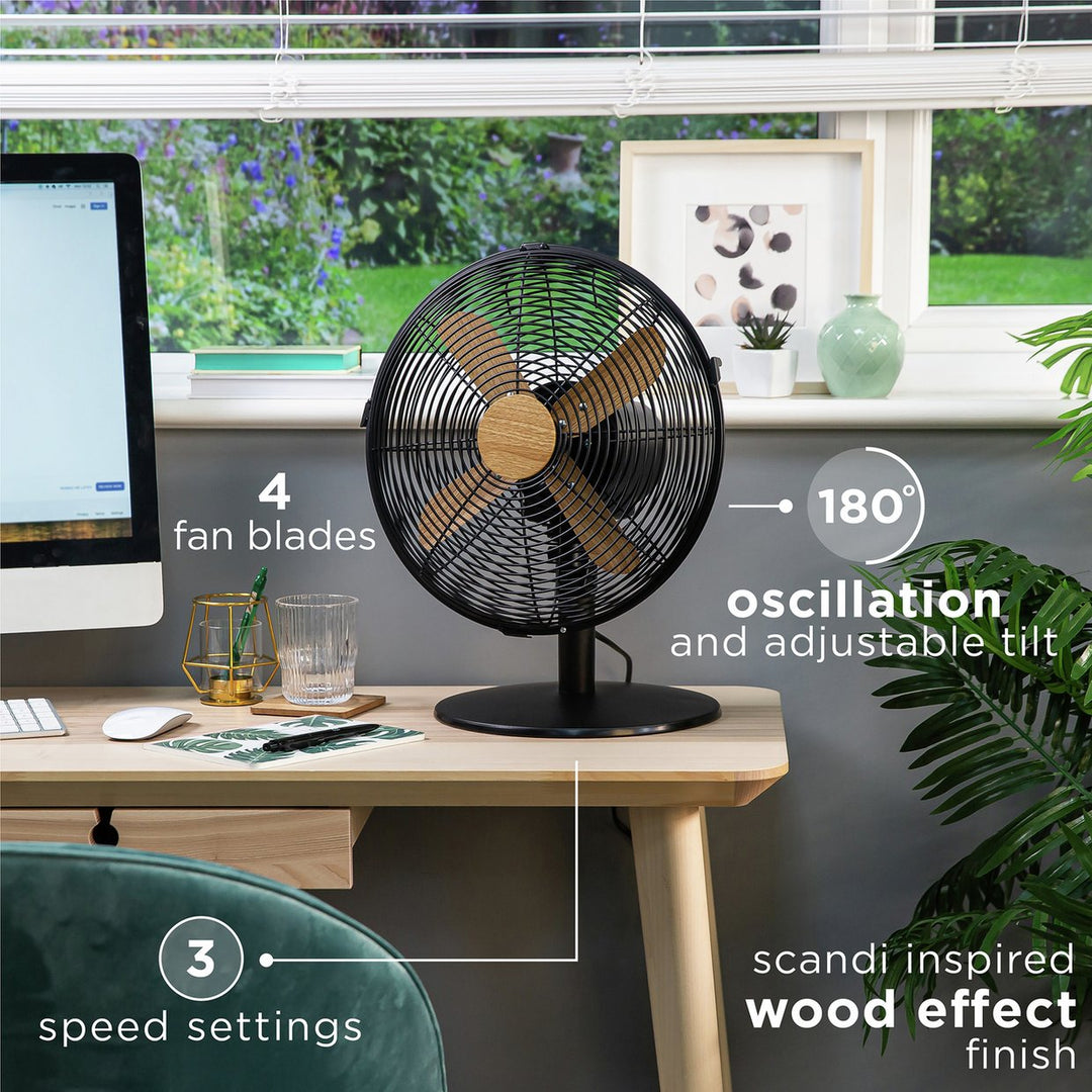 Russell Hobbs Scandi 12" Oscillating Desk Fan - Black