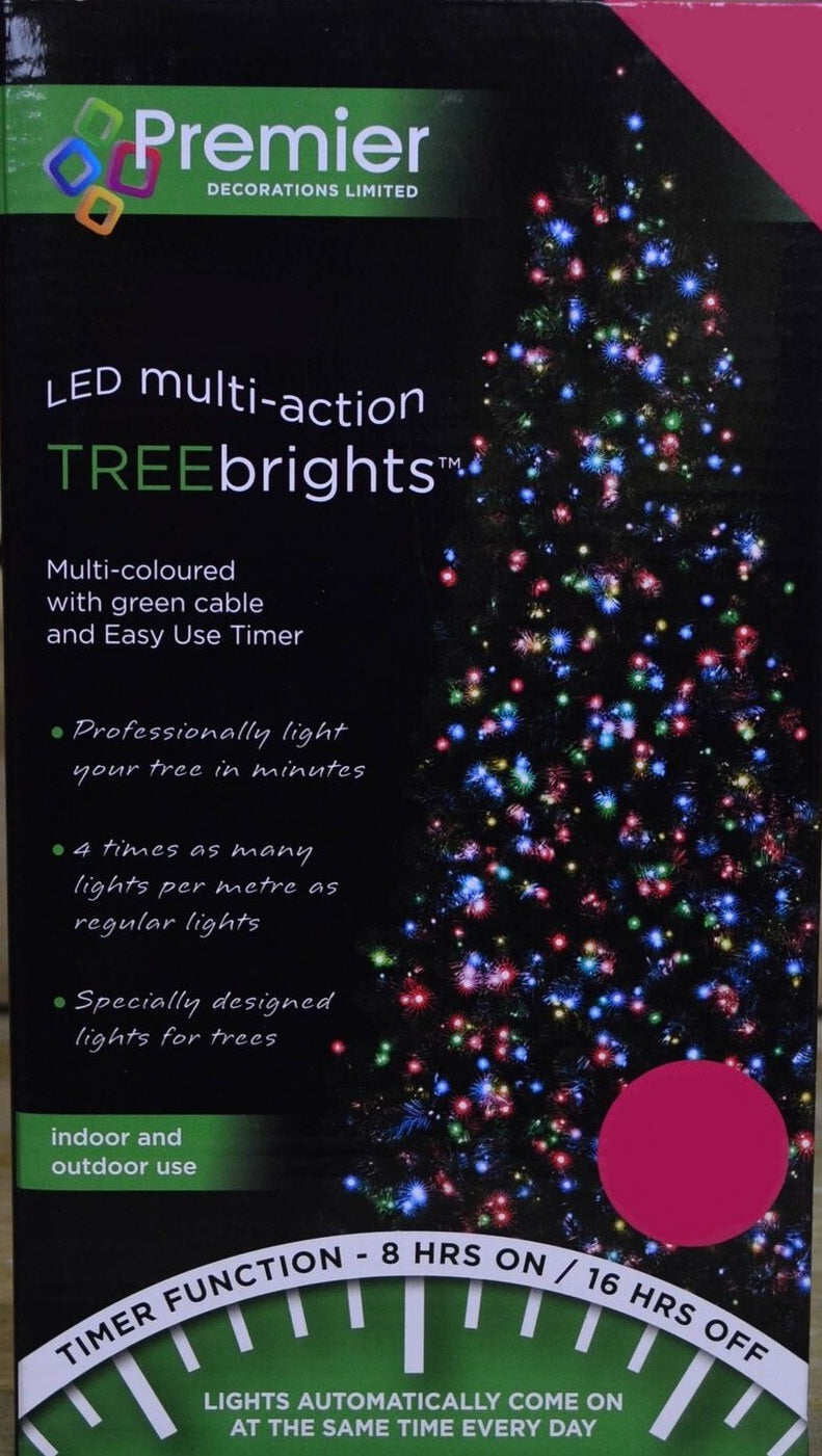Premier Decorations 1500 Christmas Tree Lights & Timer - Multi-Coloured