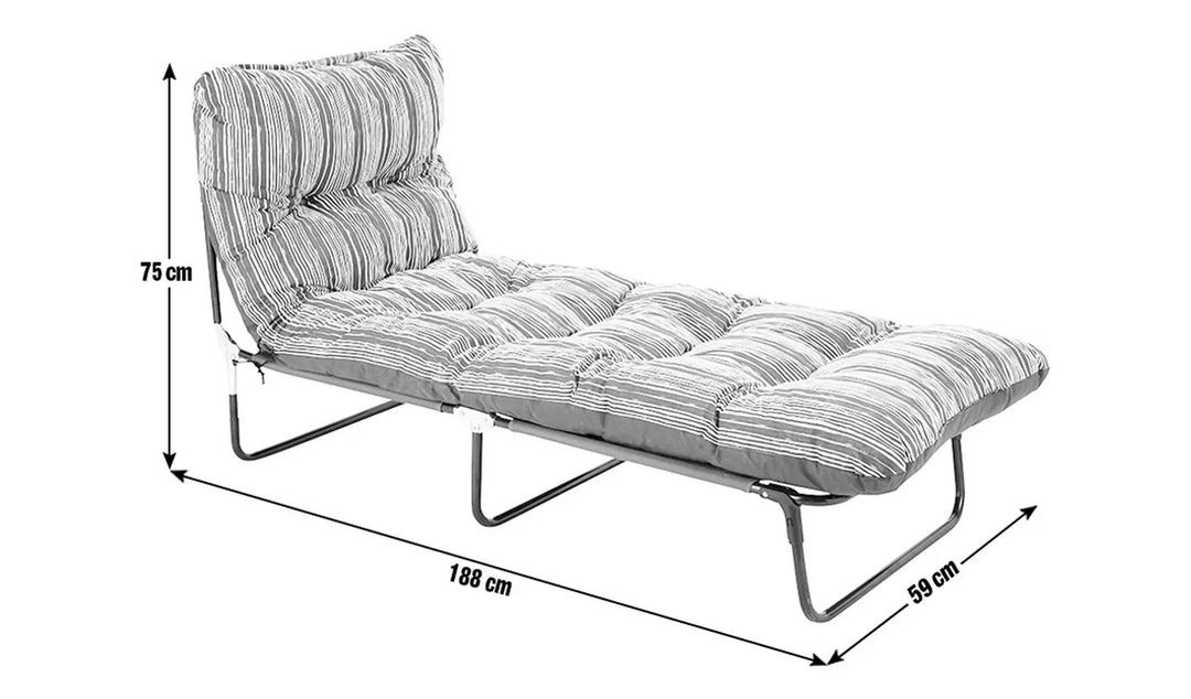 Home Metal Folding Relaxer Chair &amp; Sun Lounger Set - Coastal Stripe