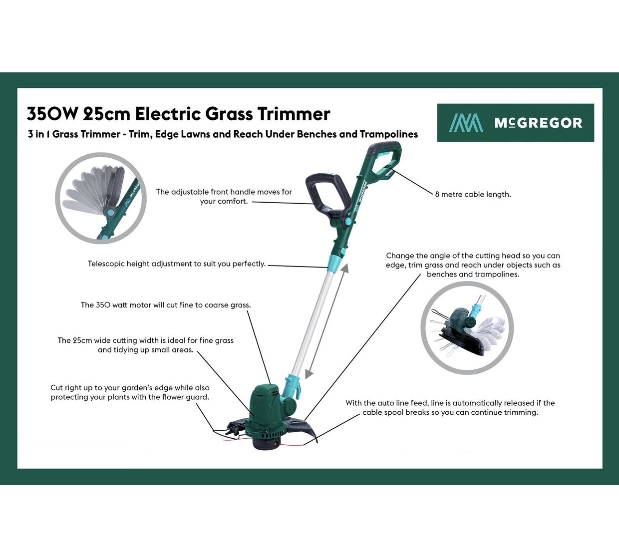 Mcgregor 25cm corded grass trimmer hotsell