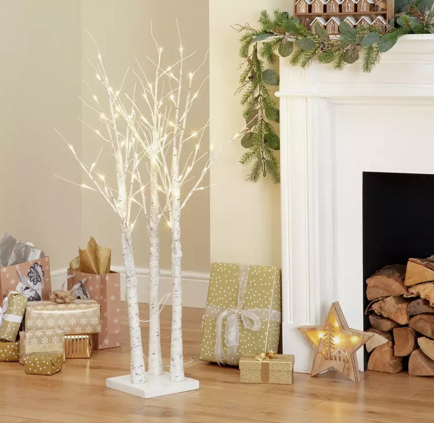 Home Cluster Of 3 Pre-Lit LED Trees - White
