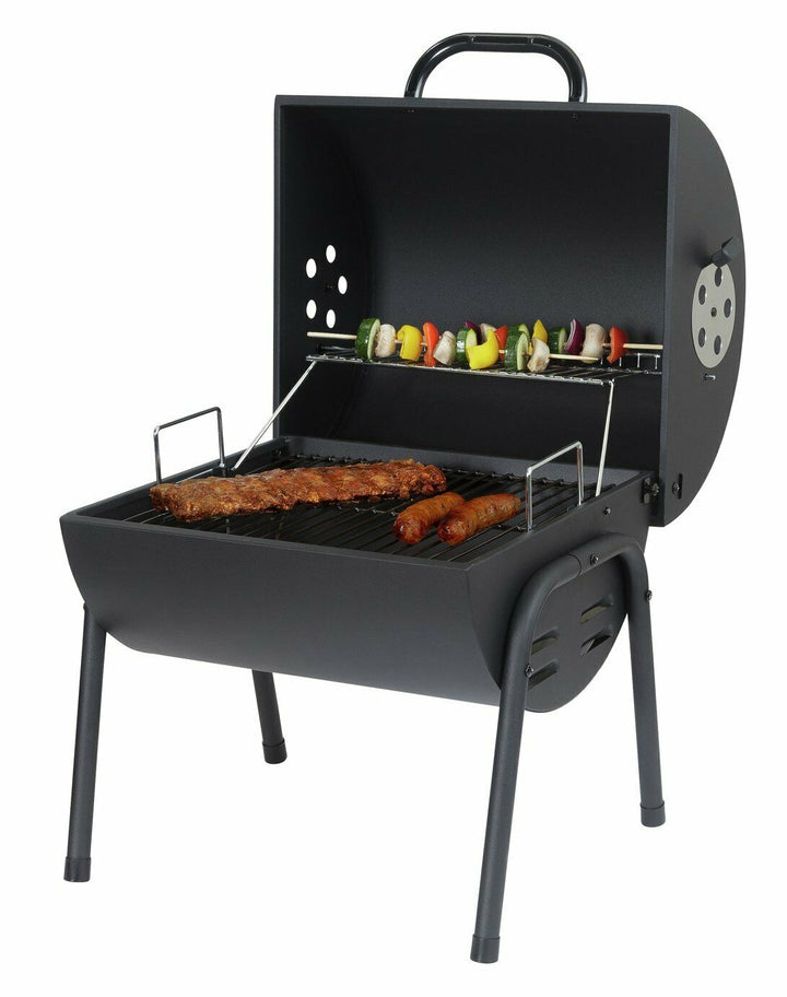 Home Table Top Oil Drum Charcoal BBQ - Black