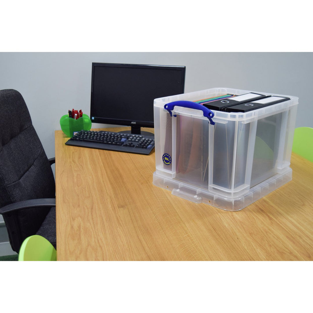 Really Useful Set Of 3 35 Litre Plastic Storage Box - Clear