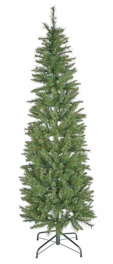 Home 6ft Pre-Lit Natural Look Pop Up Pencil Christmas Tree - Green