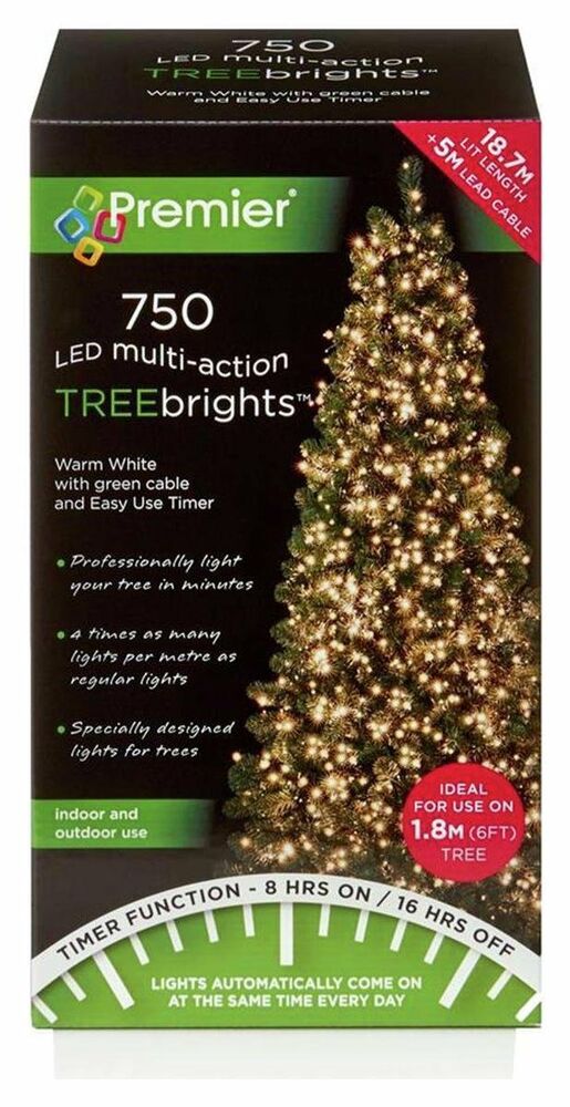 Premier Decorations 750 LED Christmas Lights With Timer - Warm White